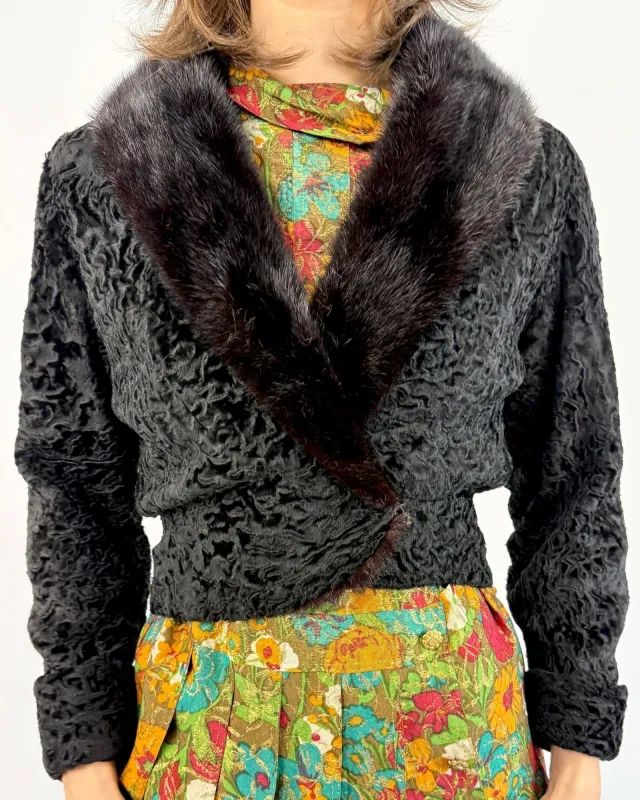 50s Classic Curly Lamb Jacket sold by Feathers Vintage