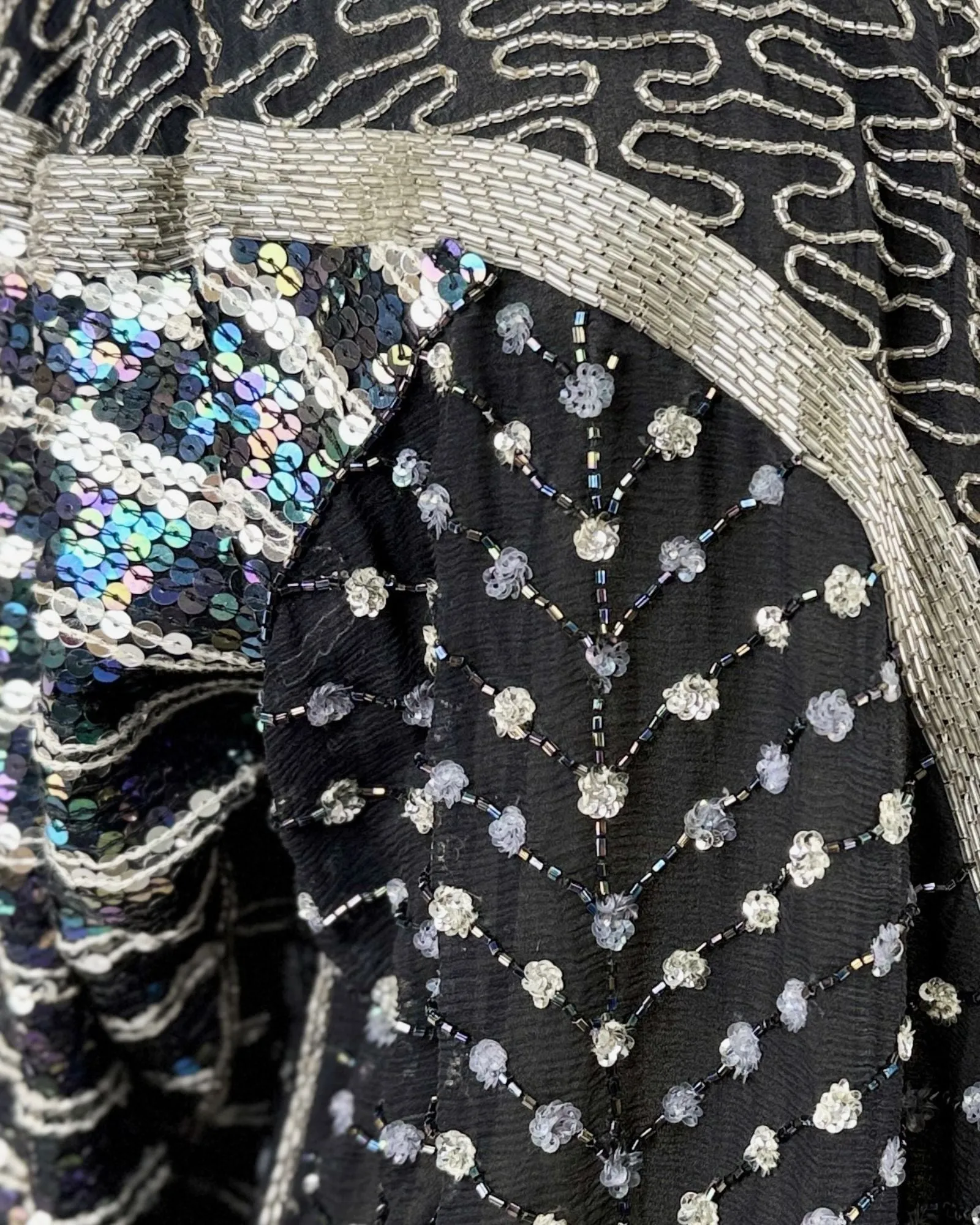 Black Draped Sequin Jacket sold by Feathers Vintage product image thumbnail 2
