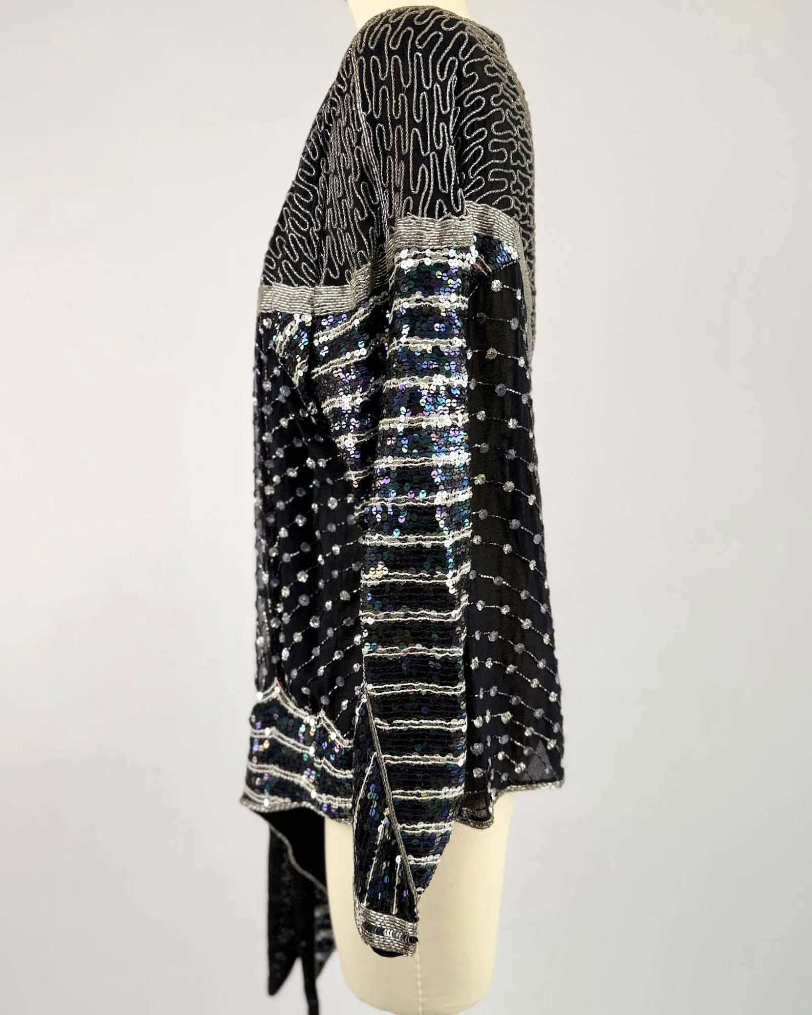 Black Draped Sequin Jacket sold by Feathers Vintage product image thumbnail 3