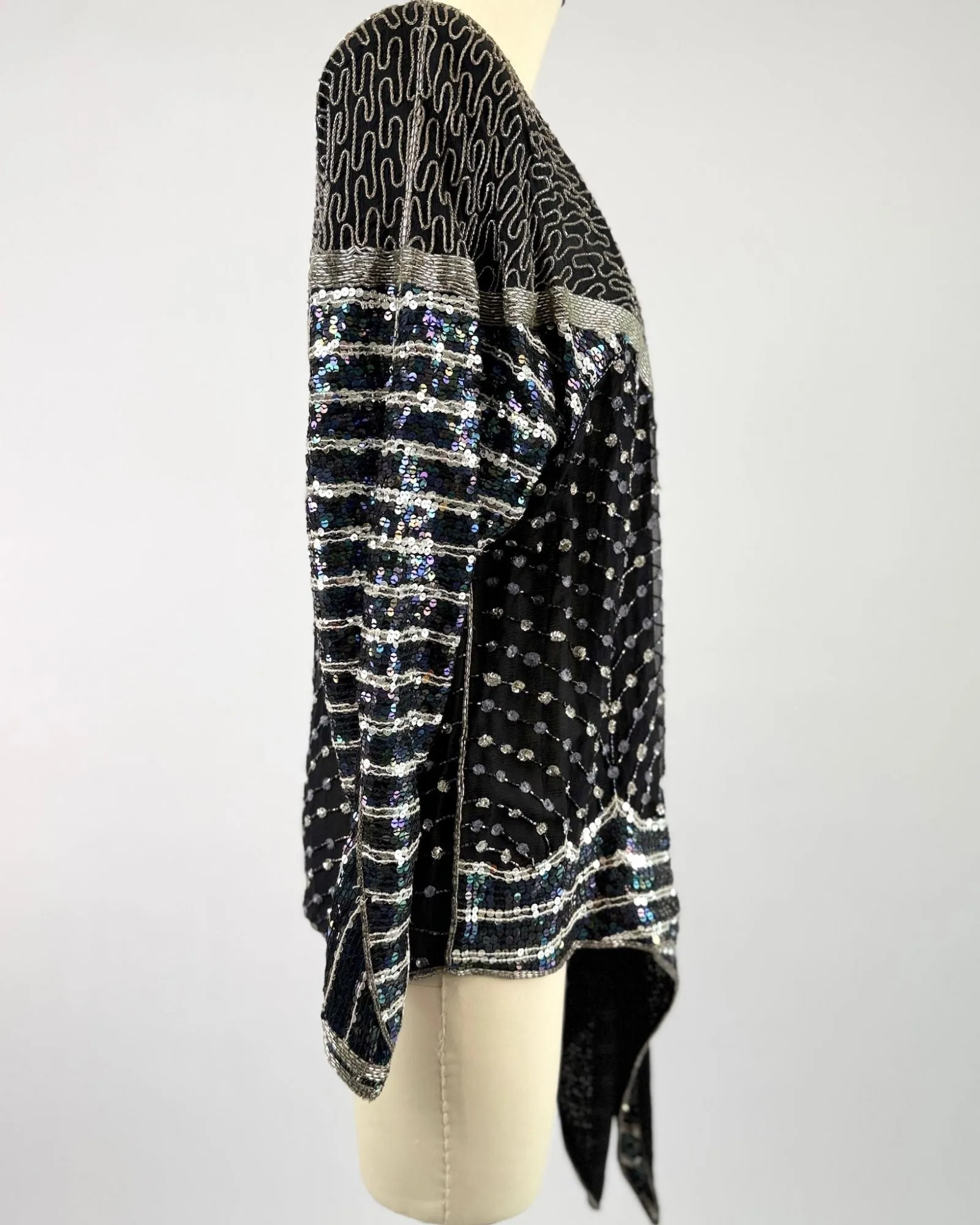 Black Draped Sequin Jacket sold by Feathers Vintage product image thumbnail 4