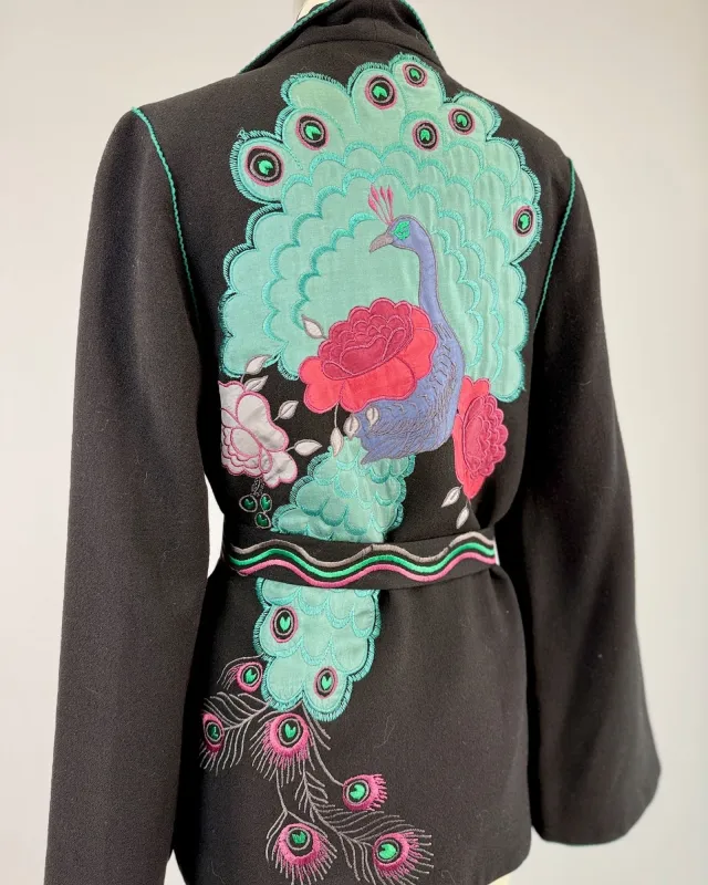 Janice Wain Wright Peacock Blazer sold by Feathers Vintage