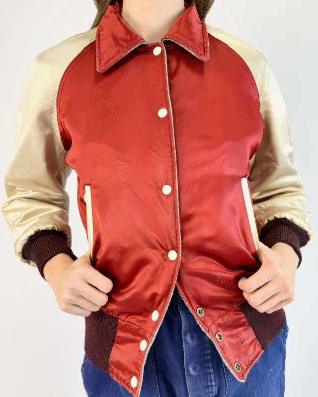 The Switch Up Reversible Satin Jacket sold by Feathers Vintage