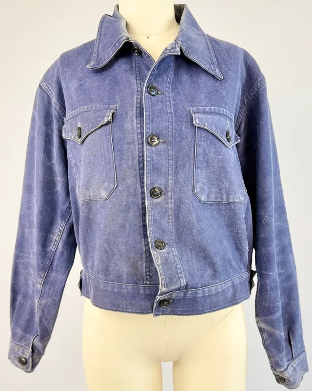 Blue French Cotton Workwear Jacket sold by Feathers Vintage