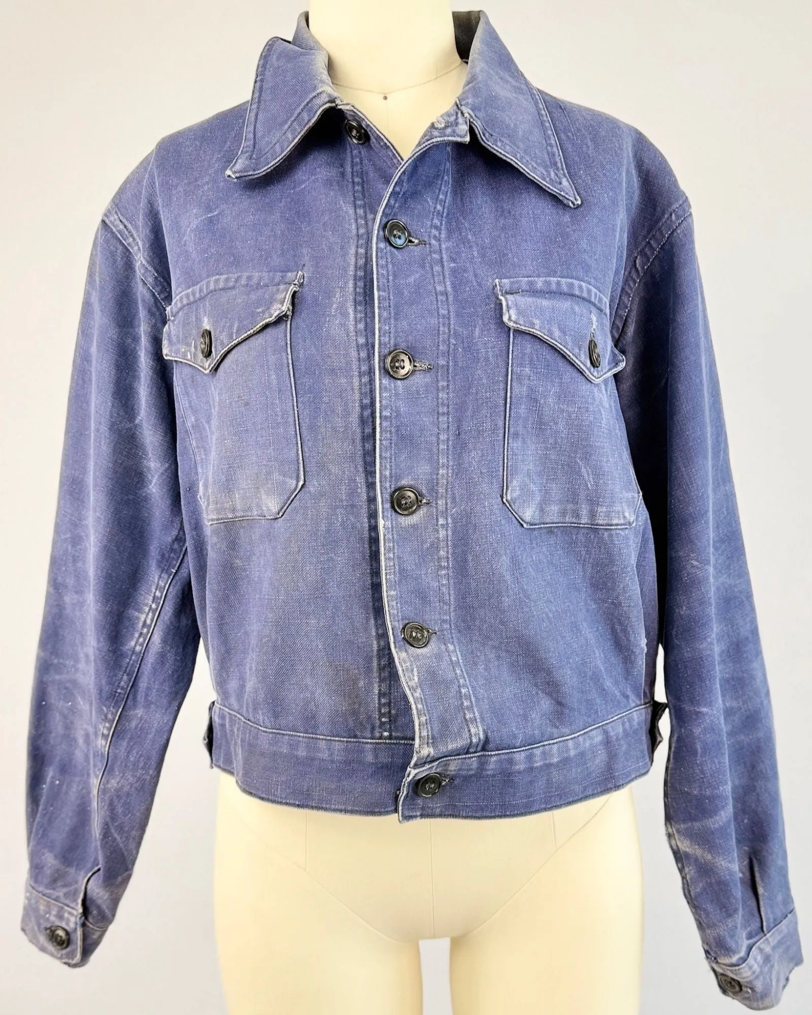 Blue French Cotton Workwear Jacket sold by Feathers Vintage
