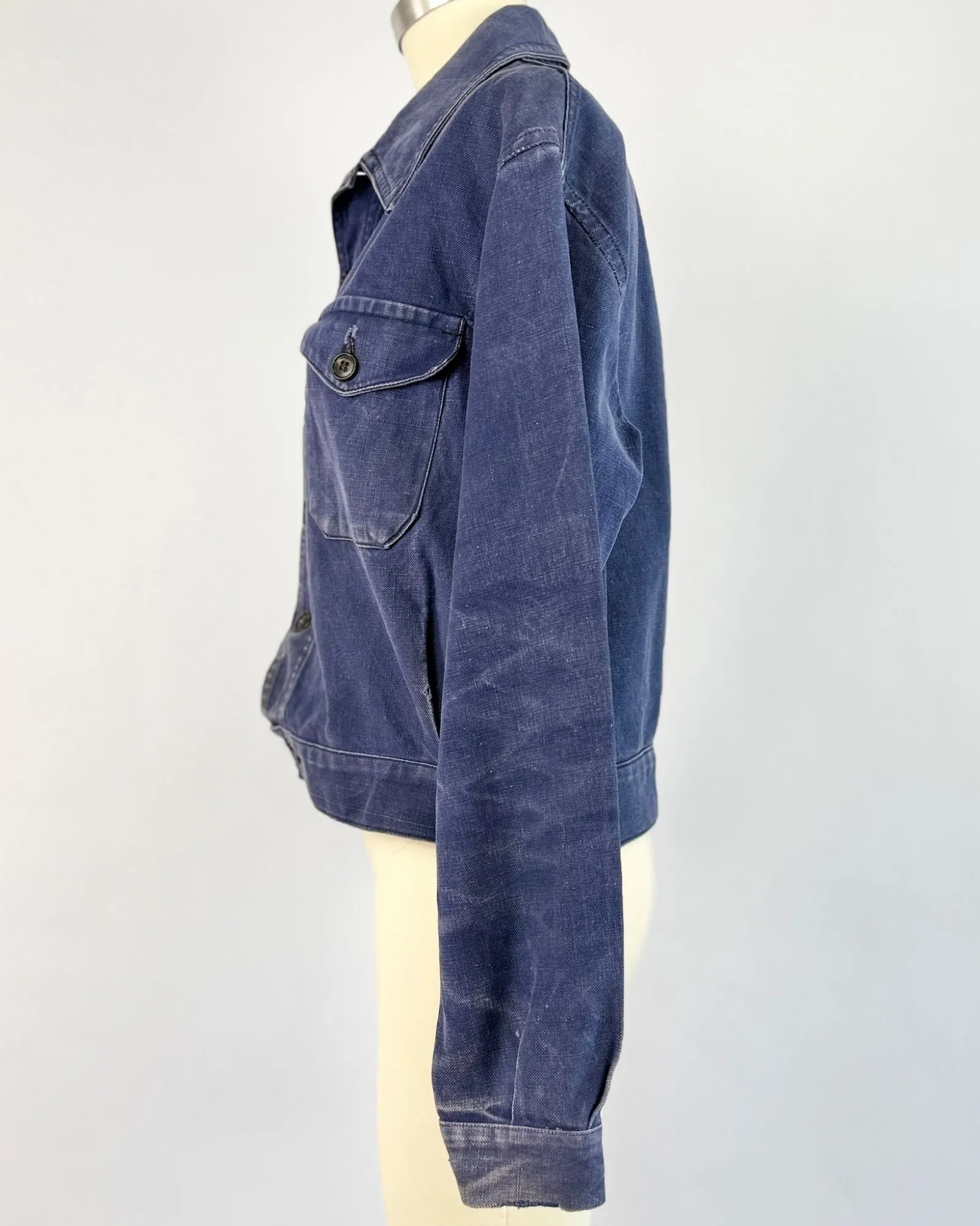 Blue French Cotton Workwear Jacket sold by Feathers Vintage product image thumbnail 4