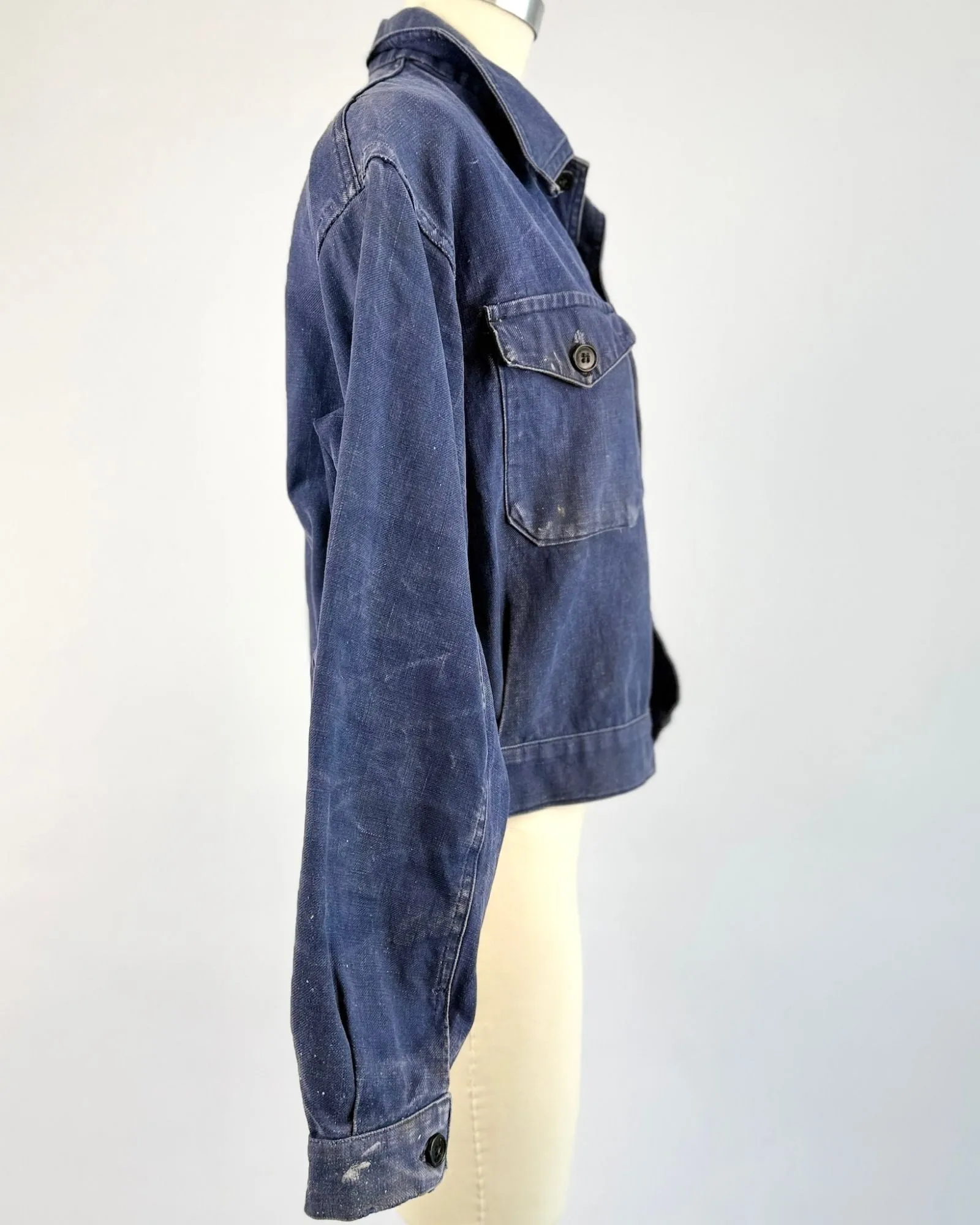 Blue French Cotton Workwear Jacket sold by Feathers Vintage product image thumbnail 3