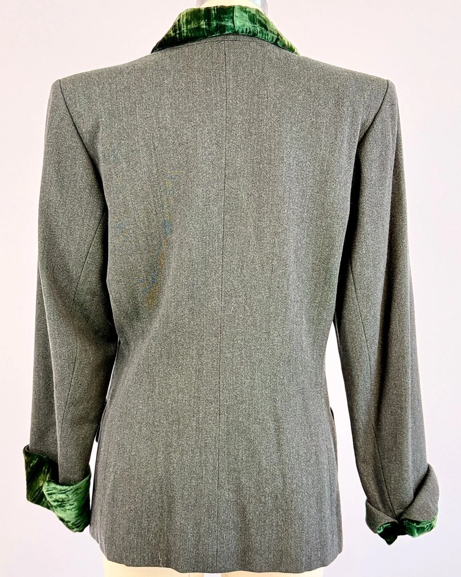 YSL Green Wool Blazer sold by Feathers Vintage product image thumbnail 5
