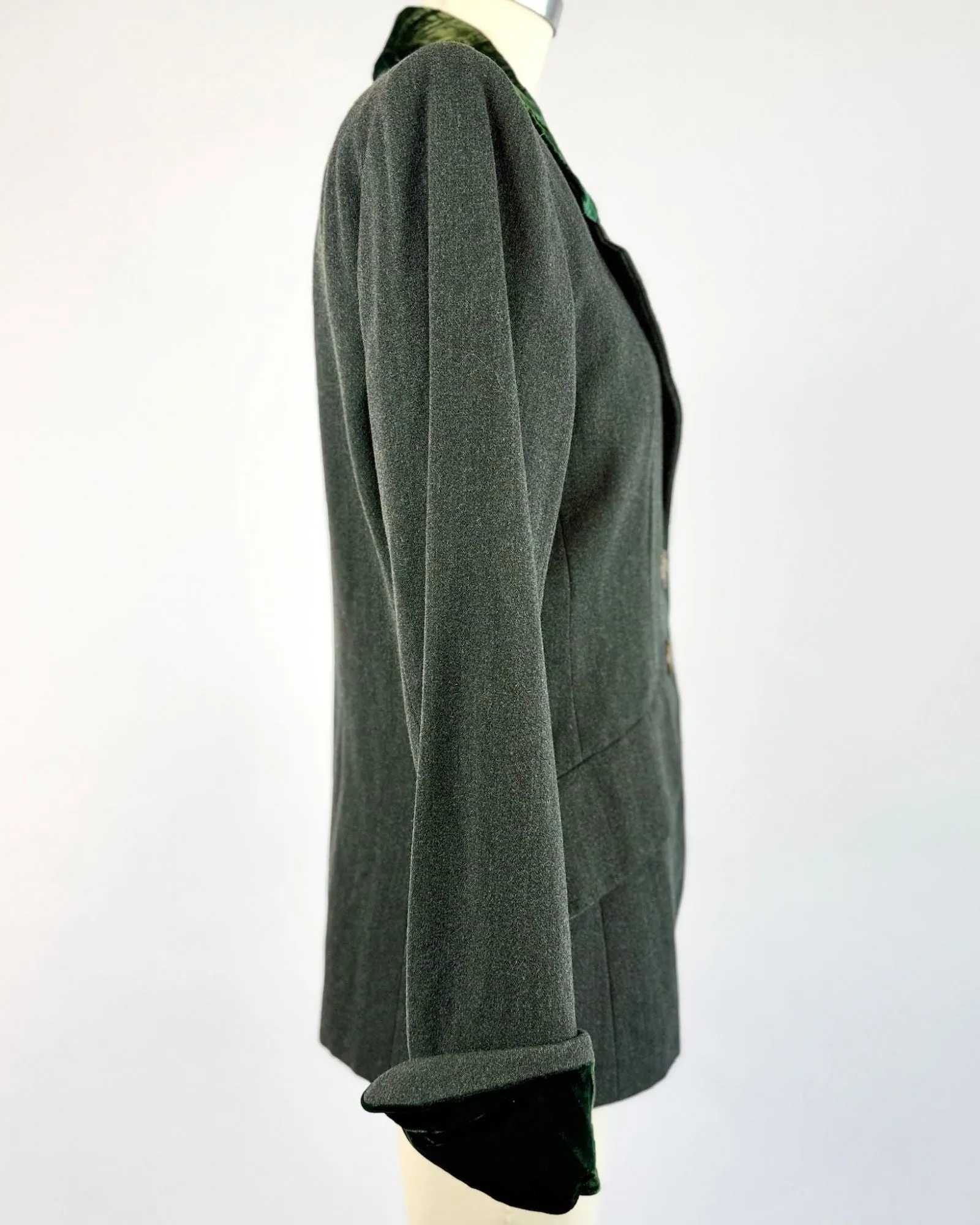 YSL Green Wool Blazer sold by Feathers Vintage product image thumbnail 4