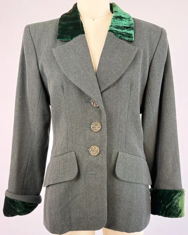 YSL Green Wool Blazer sold by Feathers Vintage