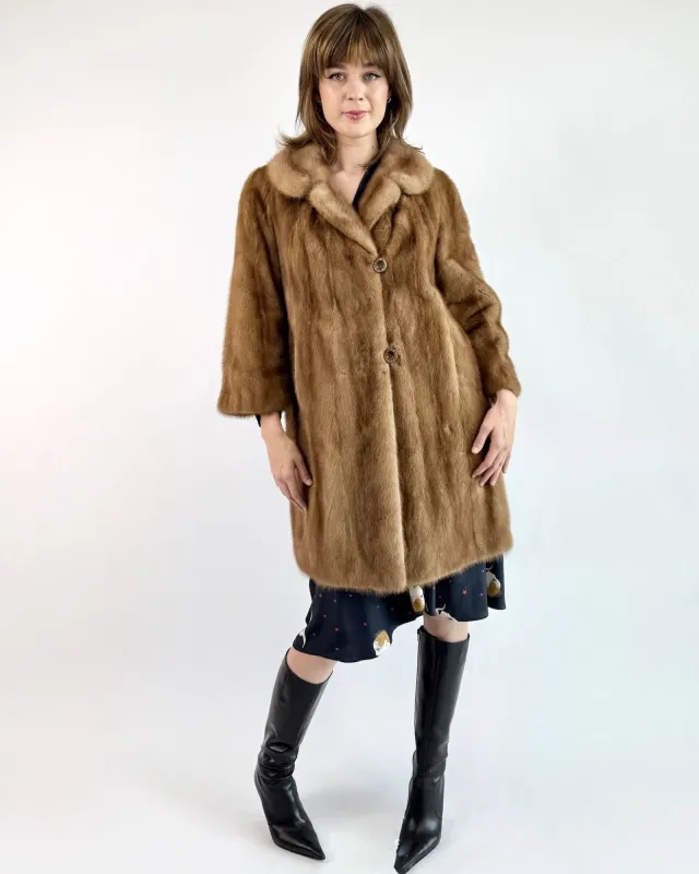 Scenic Drives Brown Mink Car Coat sold by Feathers Vintage