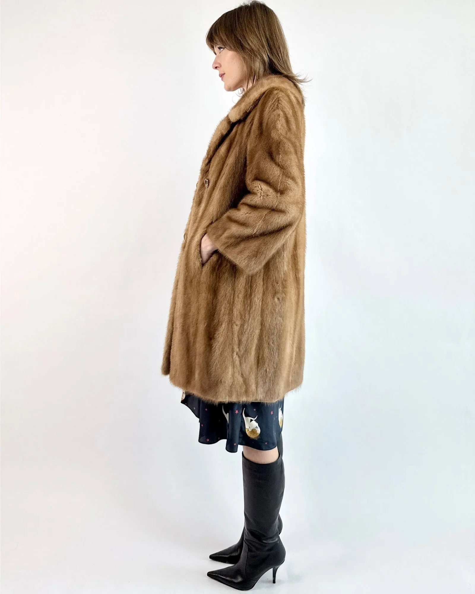 Scenic Drives Brown Mink Car Coat sold by Feathers Vintage product image thumbnail 4