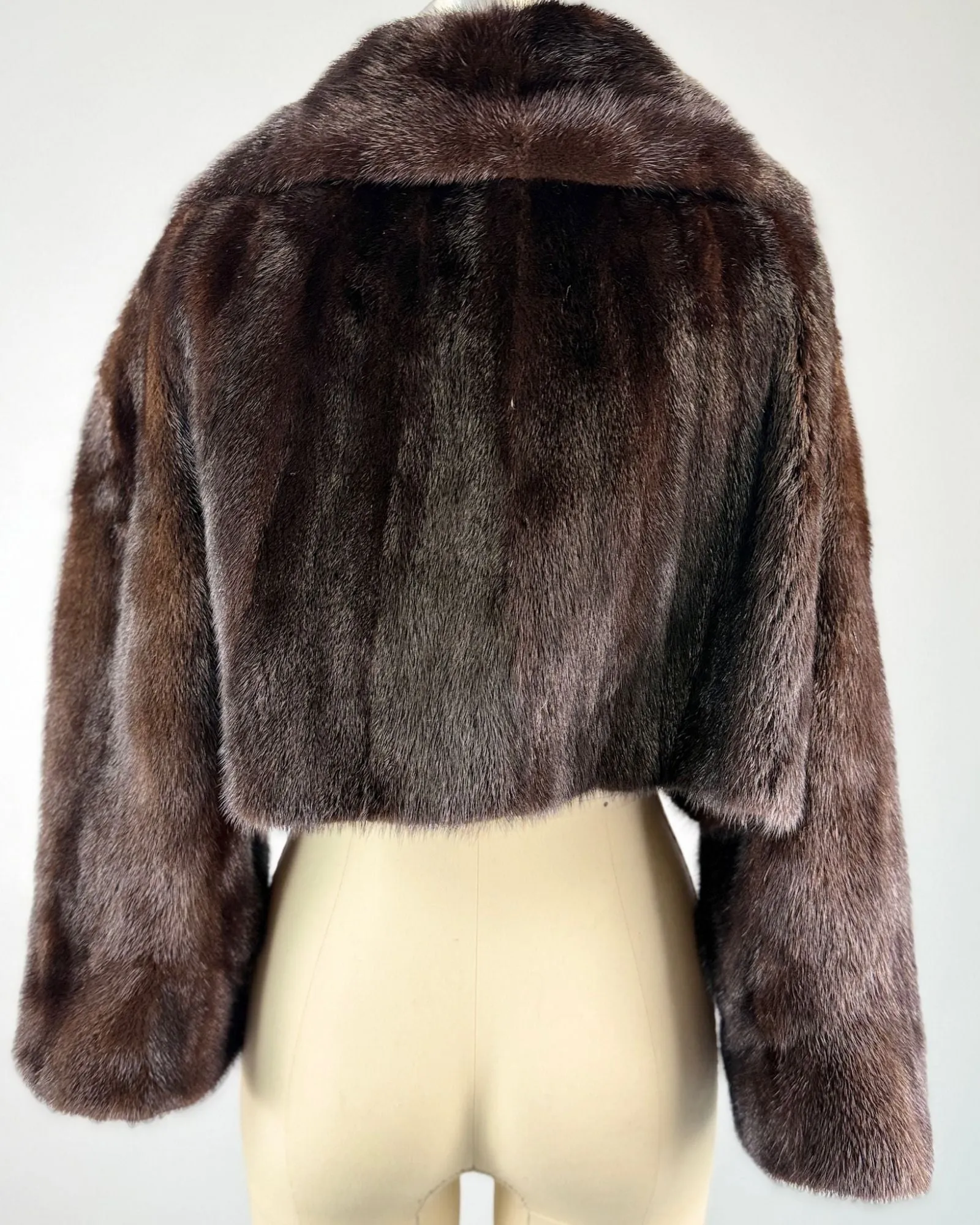 Dark Chocolate Cropped Mink Jacket sold by Feathers Vintage product image thumbnail 5