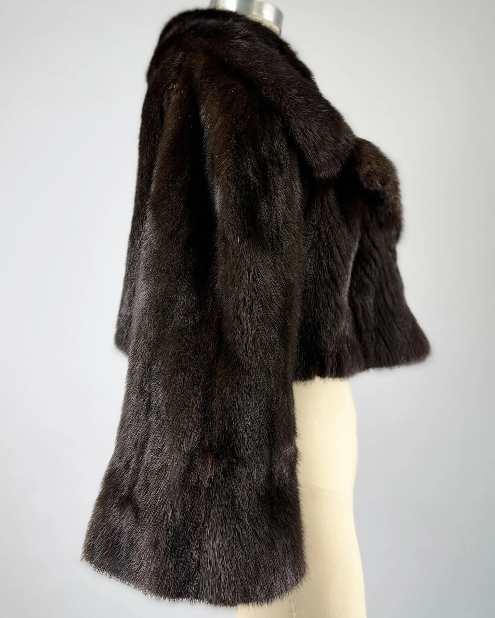 Dark Chocolate Cropped Mink Jacket sold by Feathers Vintage product image thumbnail 3