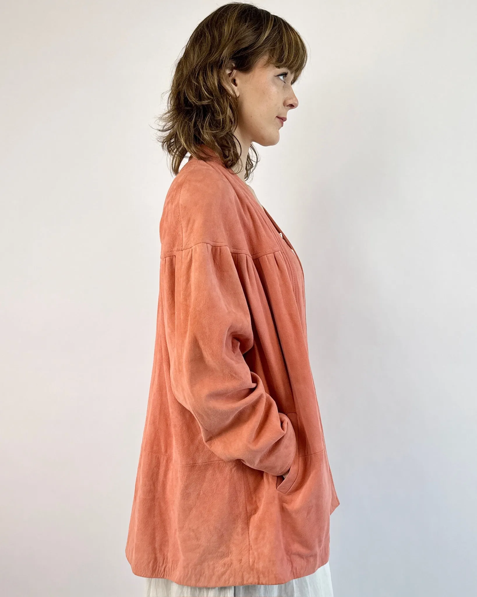 Walk With Me Pink Suede 80s Jacket sold by Feathers Vintage product image thumbnail 3