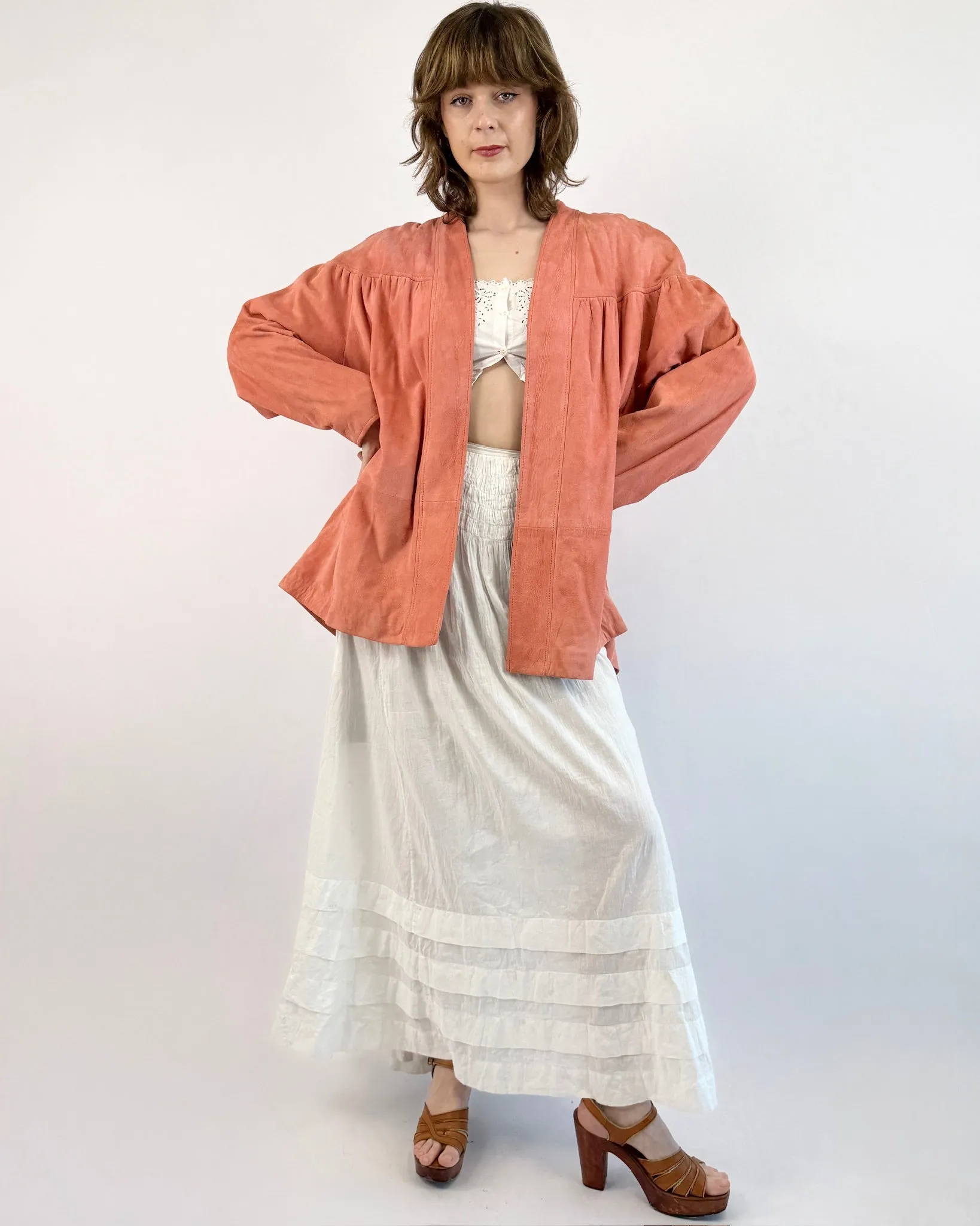 Walk With Me Pink Suede 80s Jacket sold by Feathers Vintage product image thumbnail 5