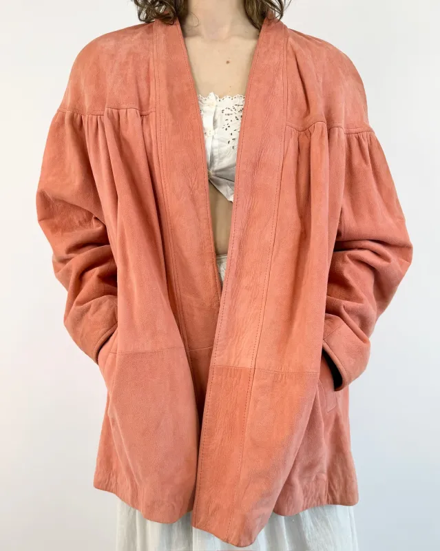 Walk With Me Pink Suede 80s Jacket made by Feathers Vintage