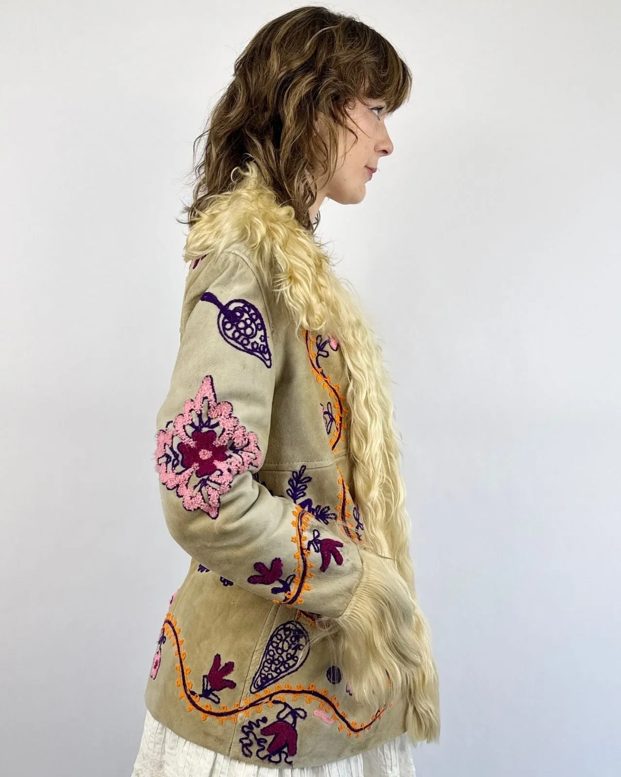 Penny Lane In Love Embroidered Afghan Shearling Coat sold by Feathers Vintage product image thumbnail 4