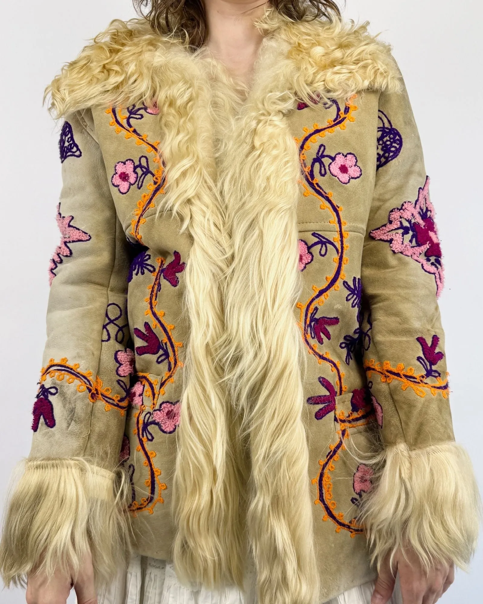 Penny Lane In Love Embroidered Afghan Shearling Coat sold by Feathers Vintage product image thumbnail 2