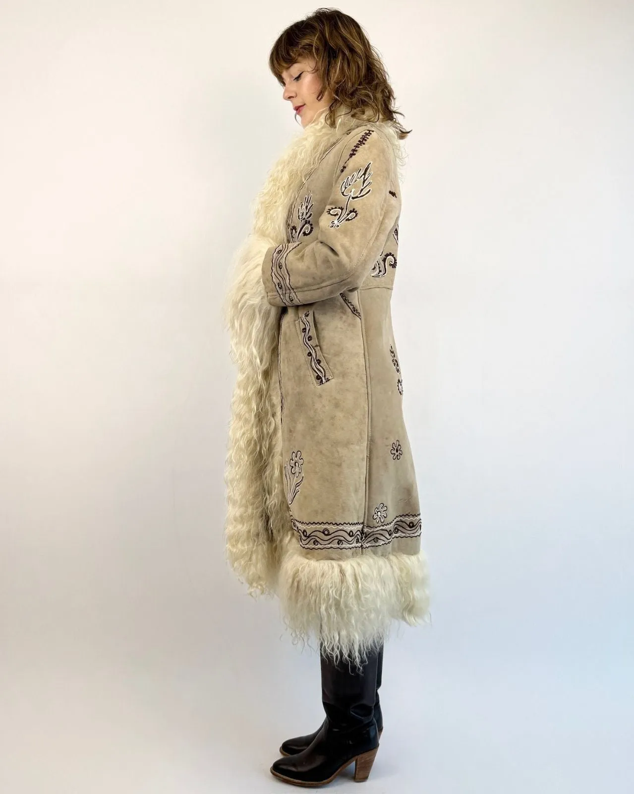Dreams Come True Grey Afghan Shearling Coat sold by Feathers Vintage product image thumbnail 5