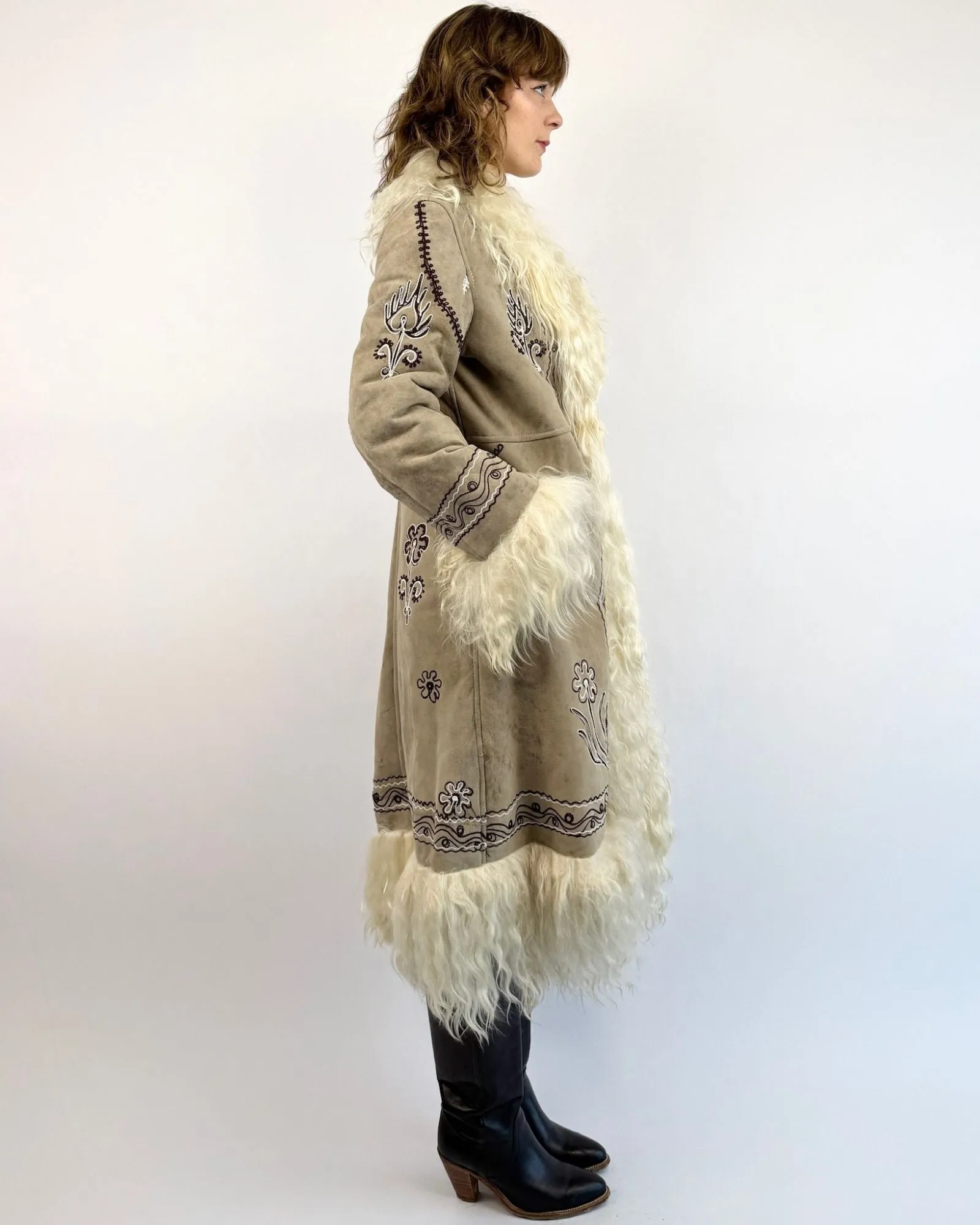 Dreams Come True Grey Afghan Shearling Coat sold by Feathers Vintage product image thumbnail 4
