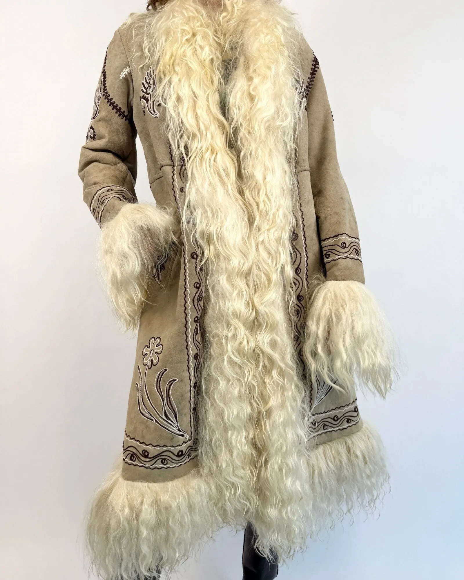 Dreams Come True Grey Afghan Shearling Coat sold by Feathers Vintage product image thumbnail 2