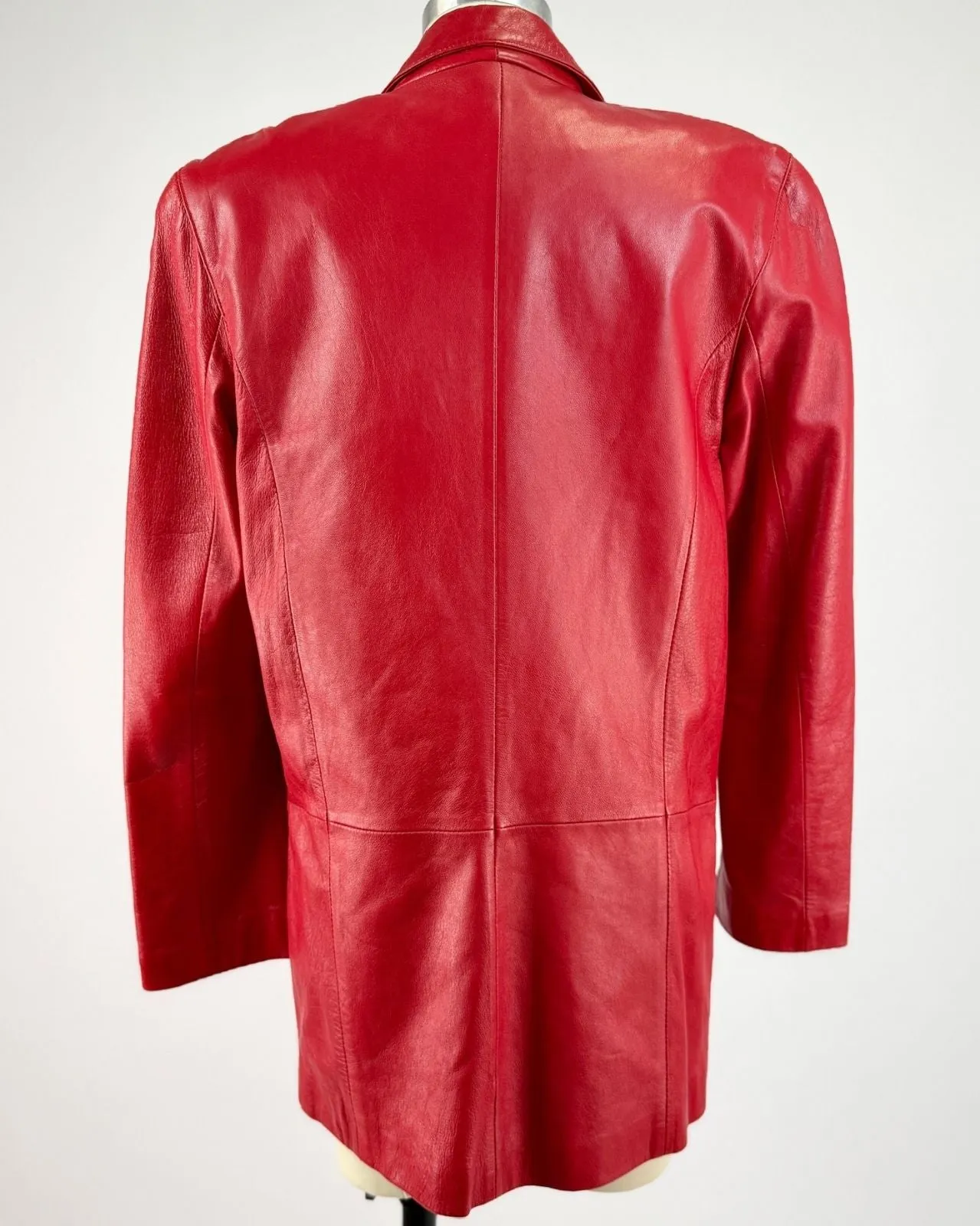 Red Longline Leather Blazer sold by Feathers Vintage product image thumbnail 5