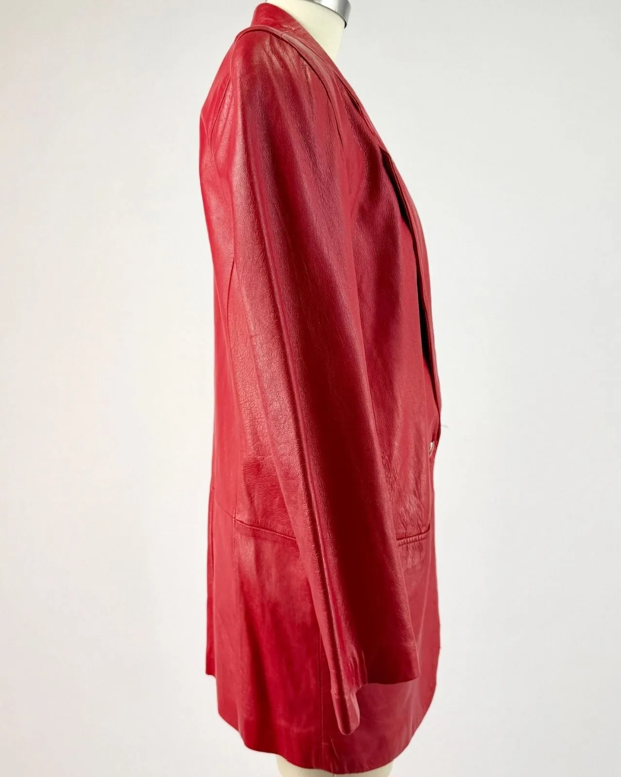 Red Longline Leather Blazer sold by Feathers Vintage product image thumbnail 4
