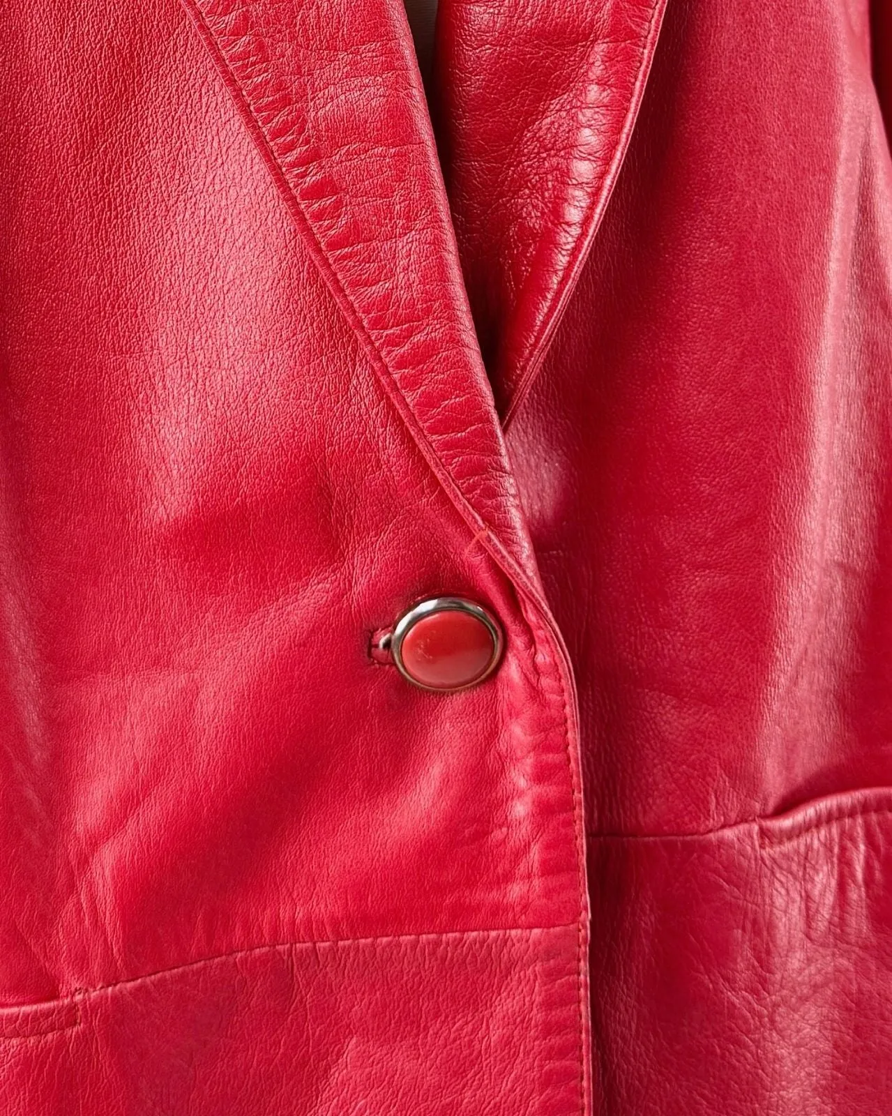 Red Longline Leather Blazer sold by Feathers Vintage product image thumbnail 2