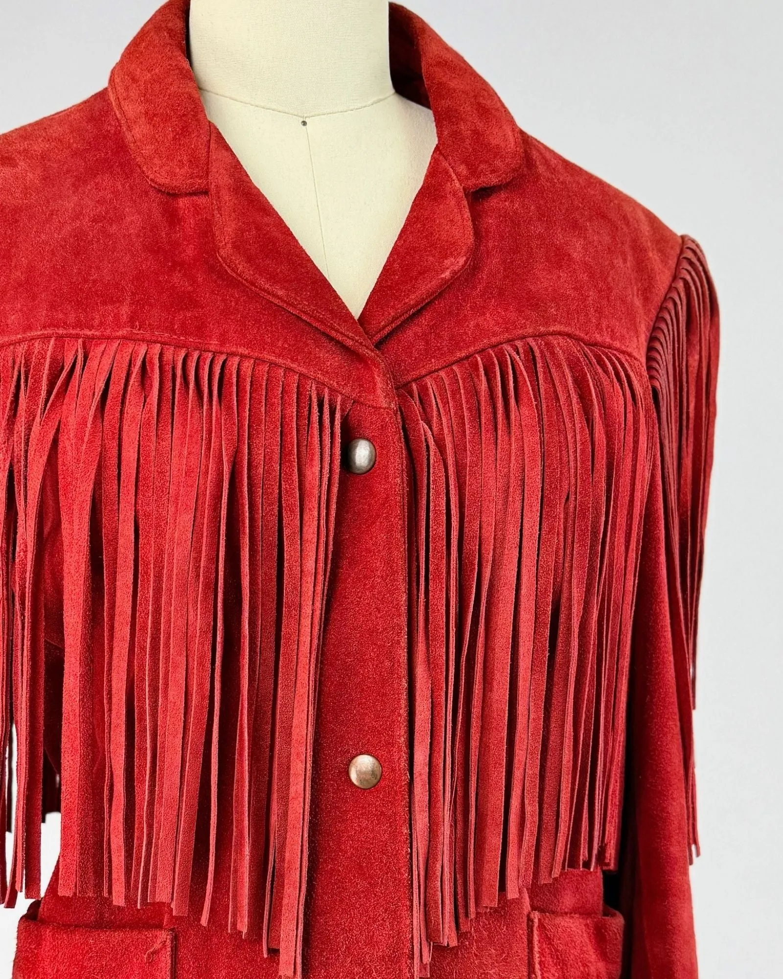 Vakko Suede Red Fringe Jacket sold by Feathers Vintage product image thumbnail 2