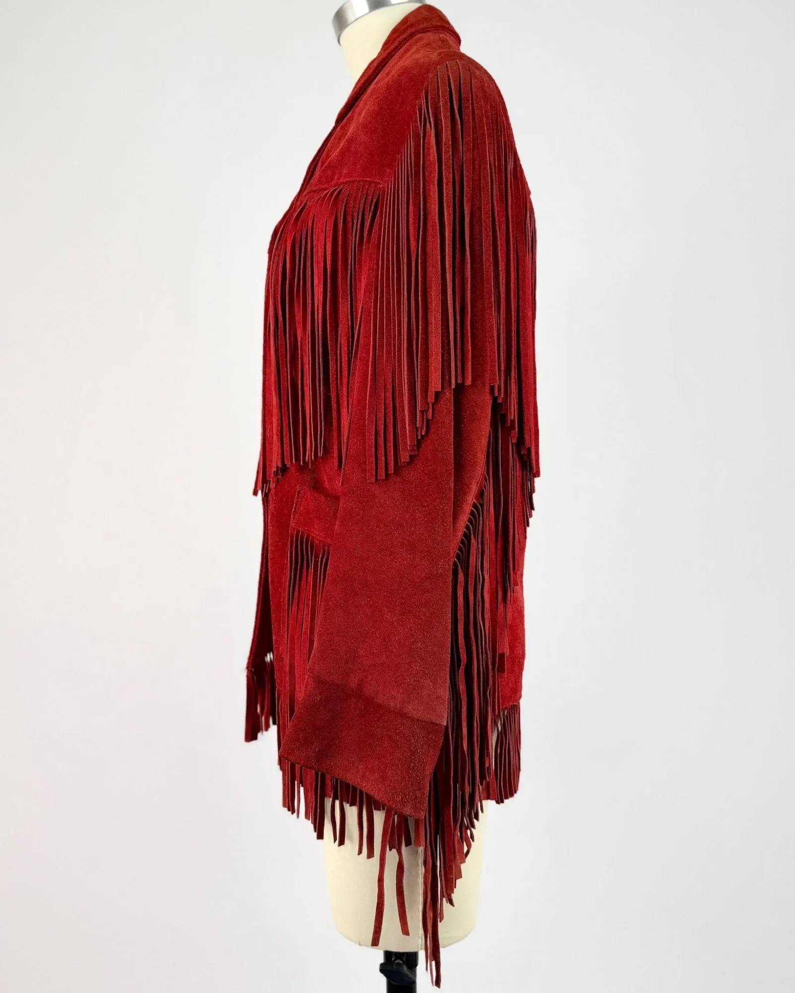 Vakko Suede Red Fringe Jacket sold by Feathers Vintage product image thumbnail 3