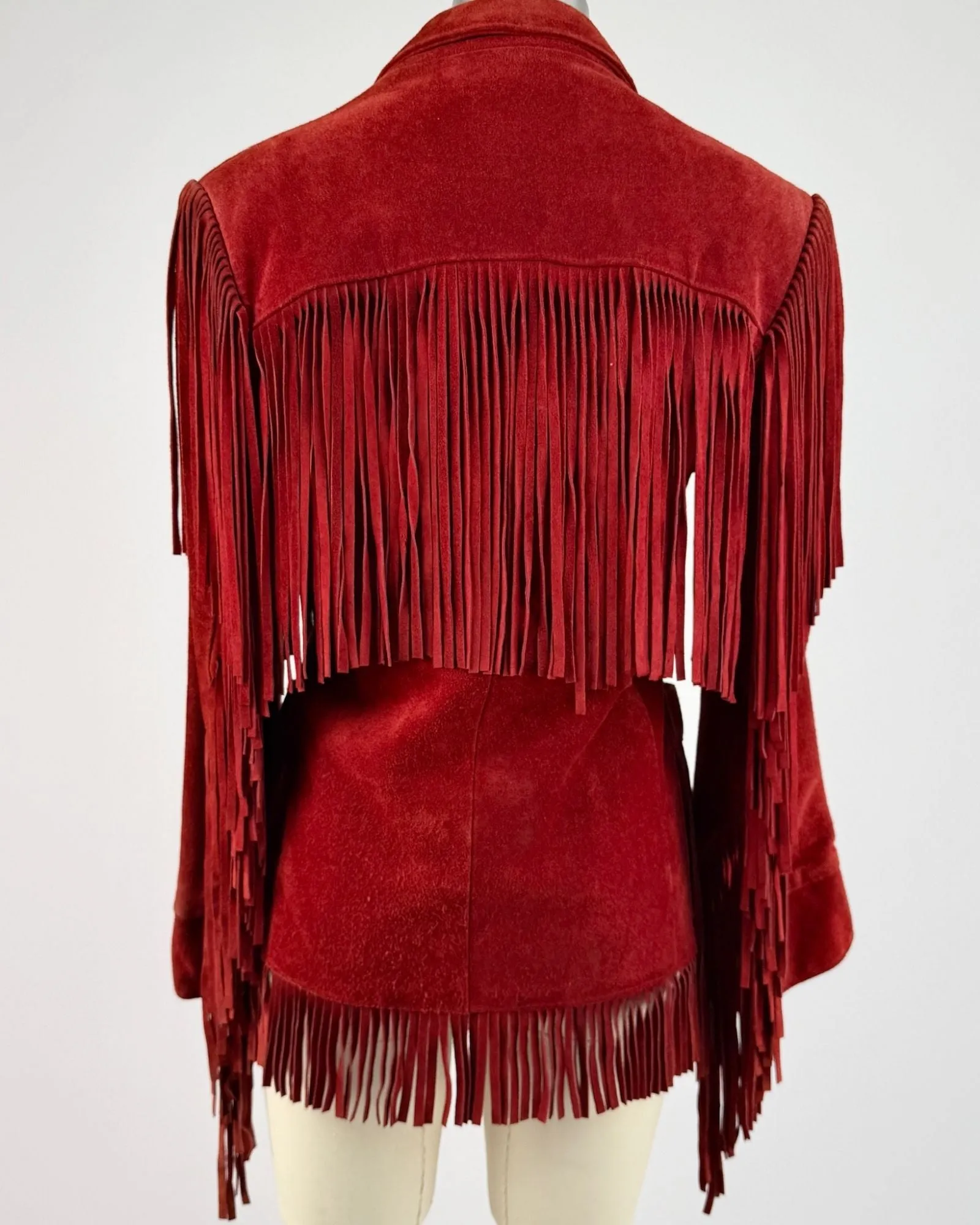 Vakko Suede Red Fringe Jacket sold by Feathers Vintage product image thumbnail 5