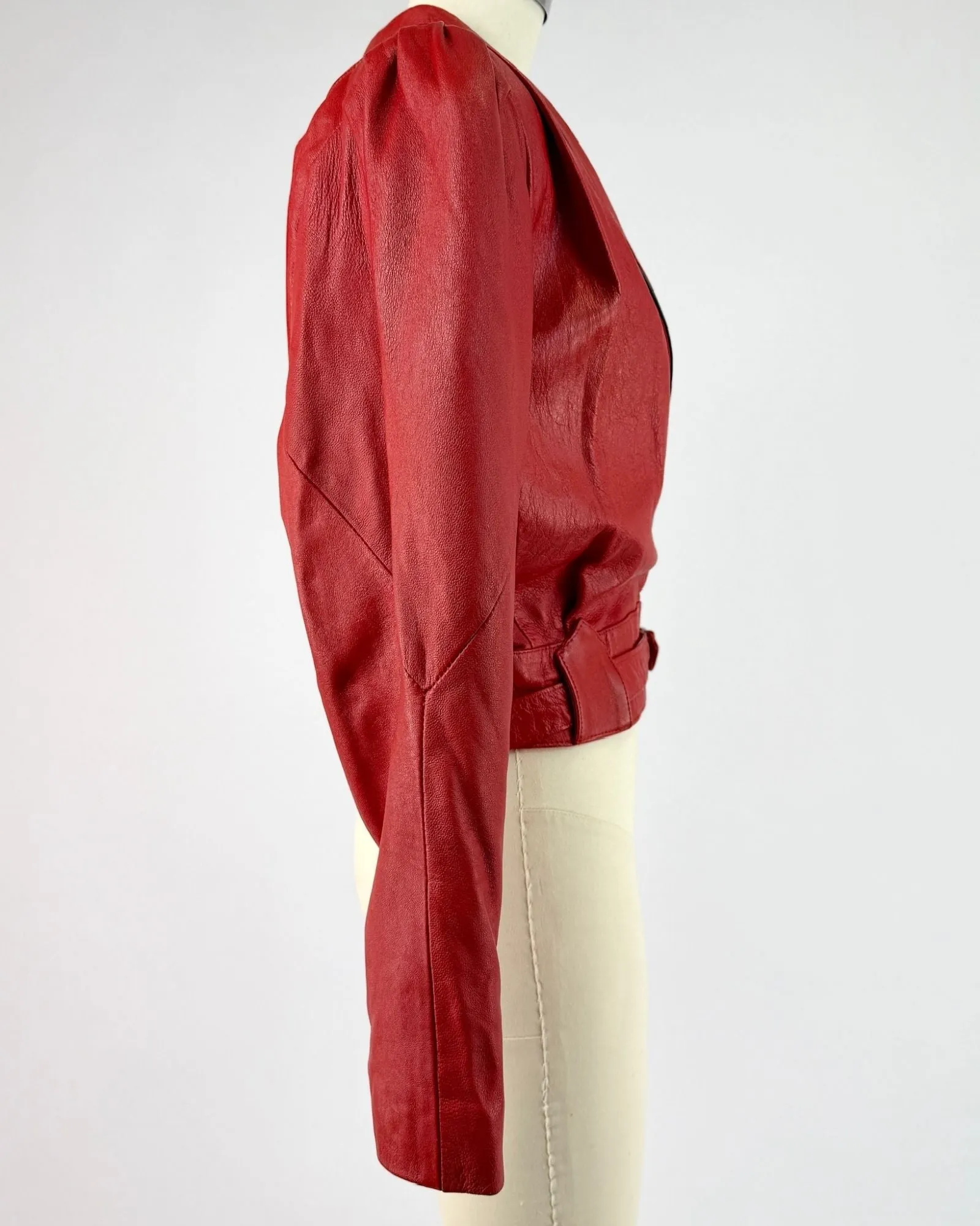1980s Red Leather Jack Black Piping sold by Feathers Vintage product image thumbnail 4