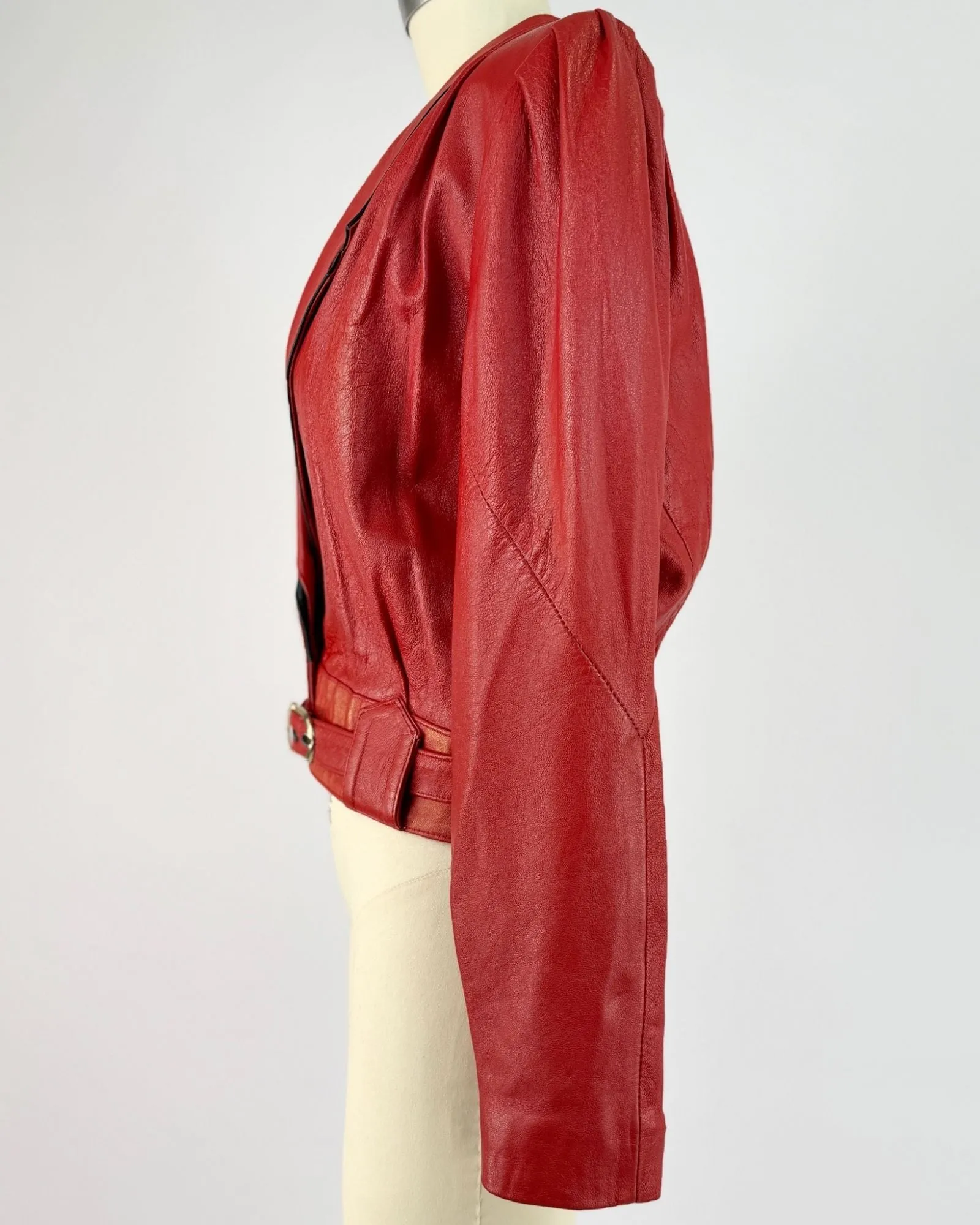 1980s Red Leather Jack Black Piping sold by Feathers Vintage product image thumbnail 3