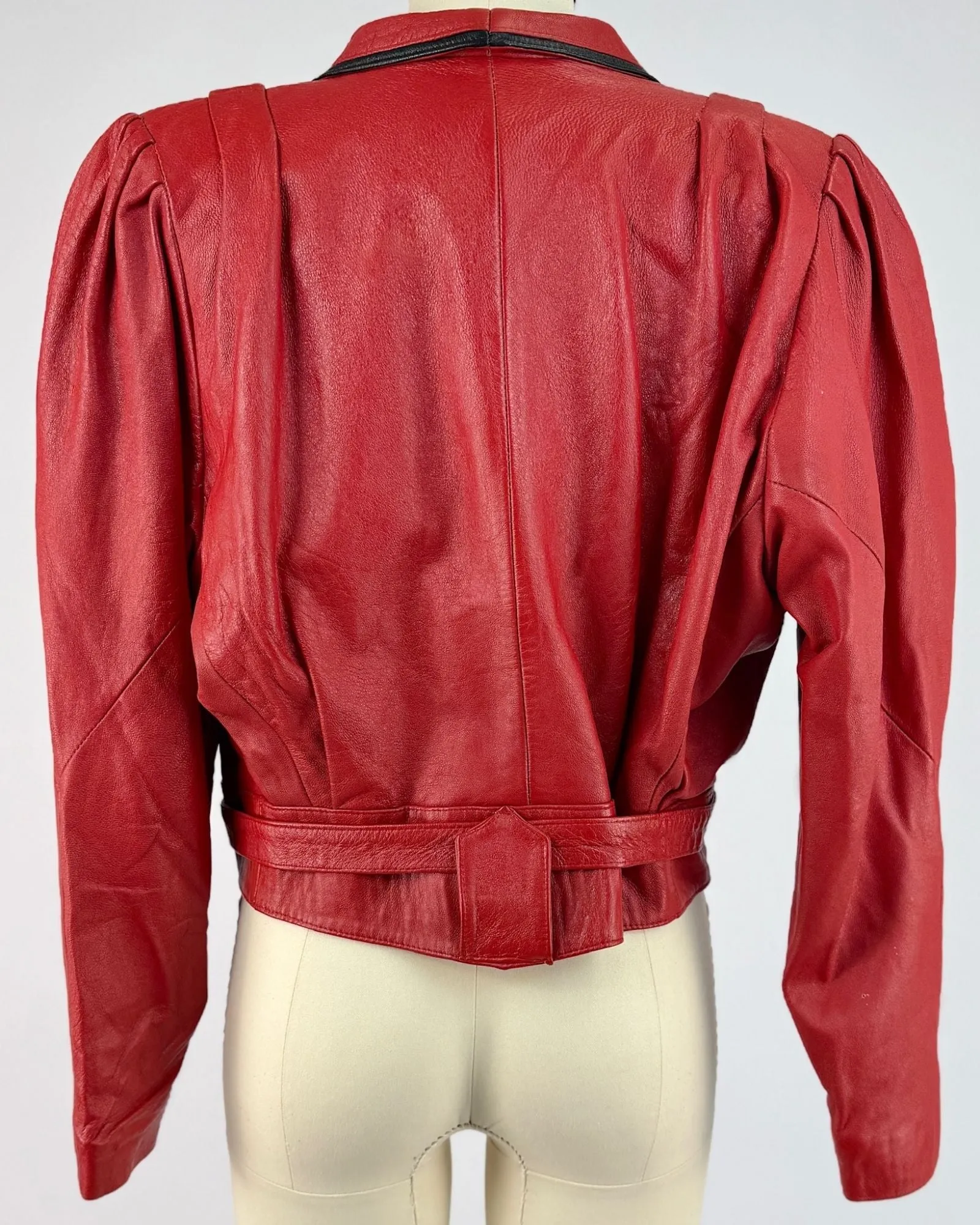 1980s Red Leather Jack Black Piping sold by Feathers Vintage product image thumbnail 5
