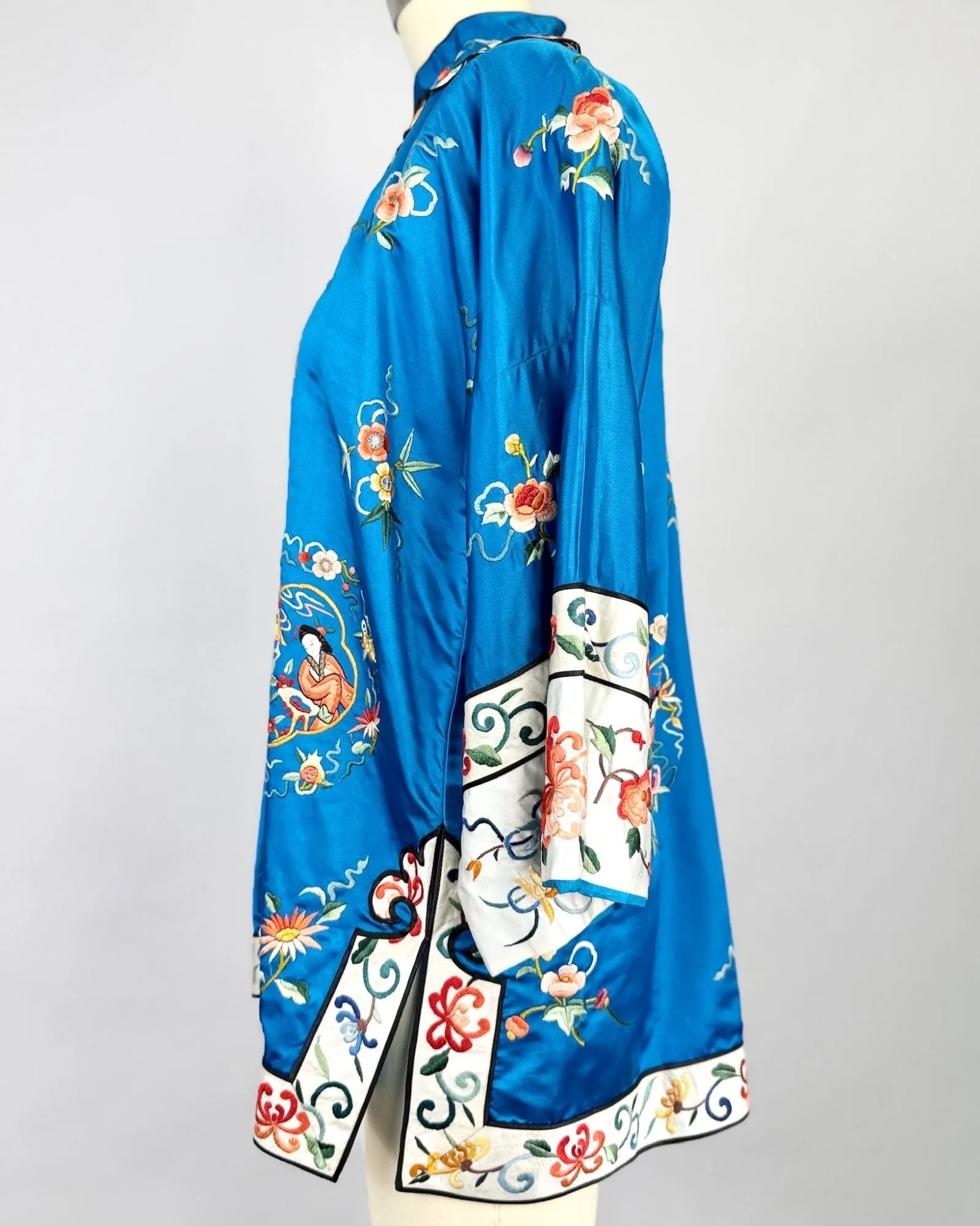Turquoise Embroidered Silk Jacket sold by Feathers Vintage product image thumbnail 4