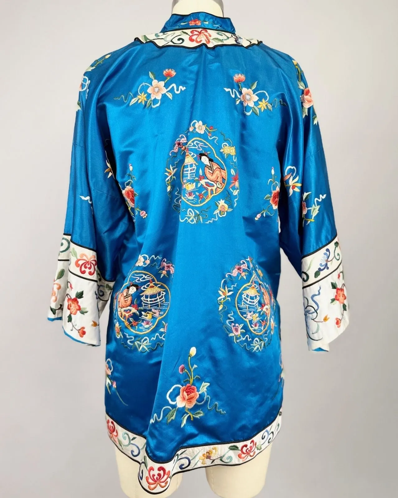 Turquoise Embroidered Silk Jacket sold by Feathers Vintage product image thumbnail 5