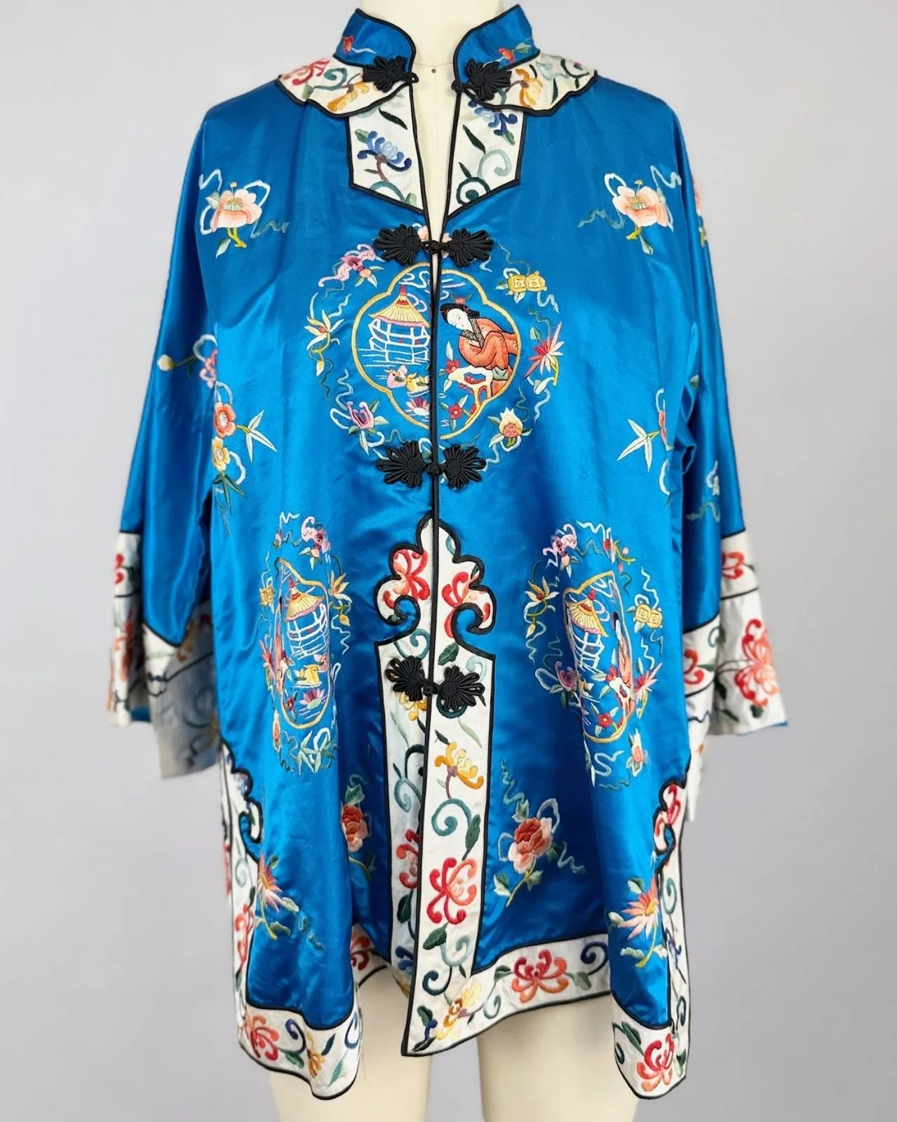 Turquoise Embroidered Silk Jacket sold by Feathers Vintage