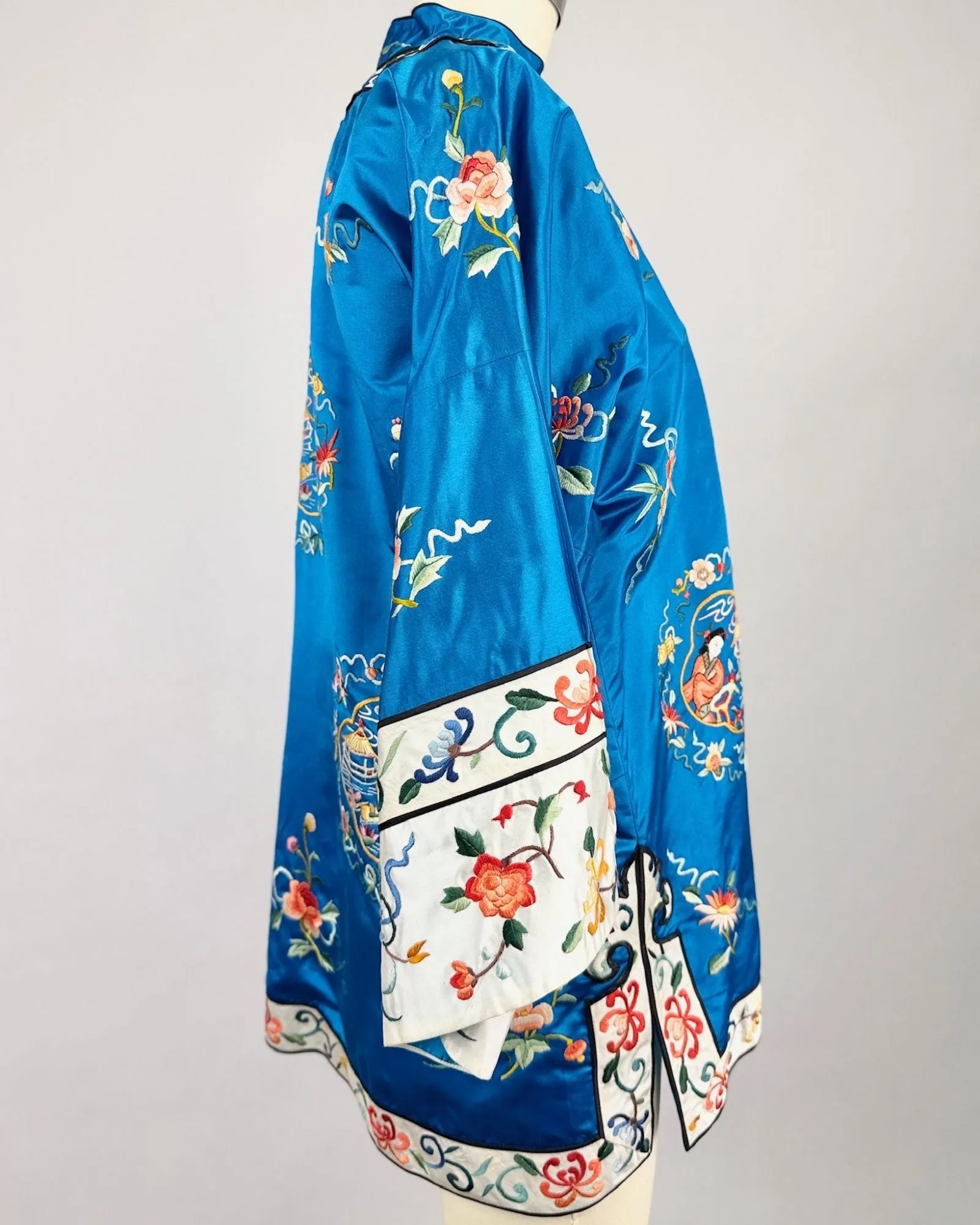 Turquoise Embroidered Silk Jacket sold by Feathers Vintage product image thumbnail 3
