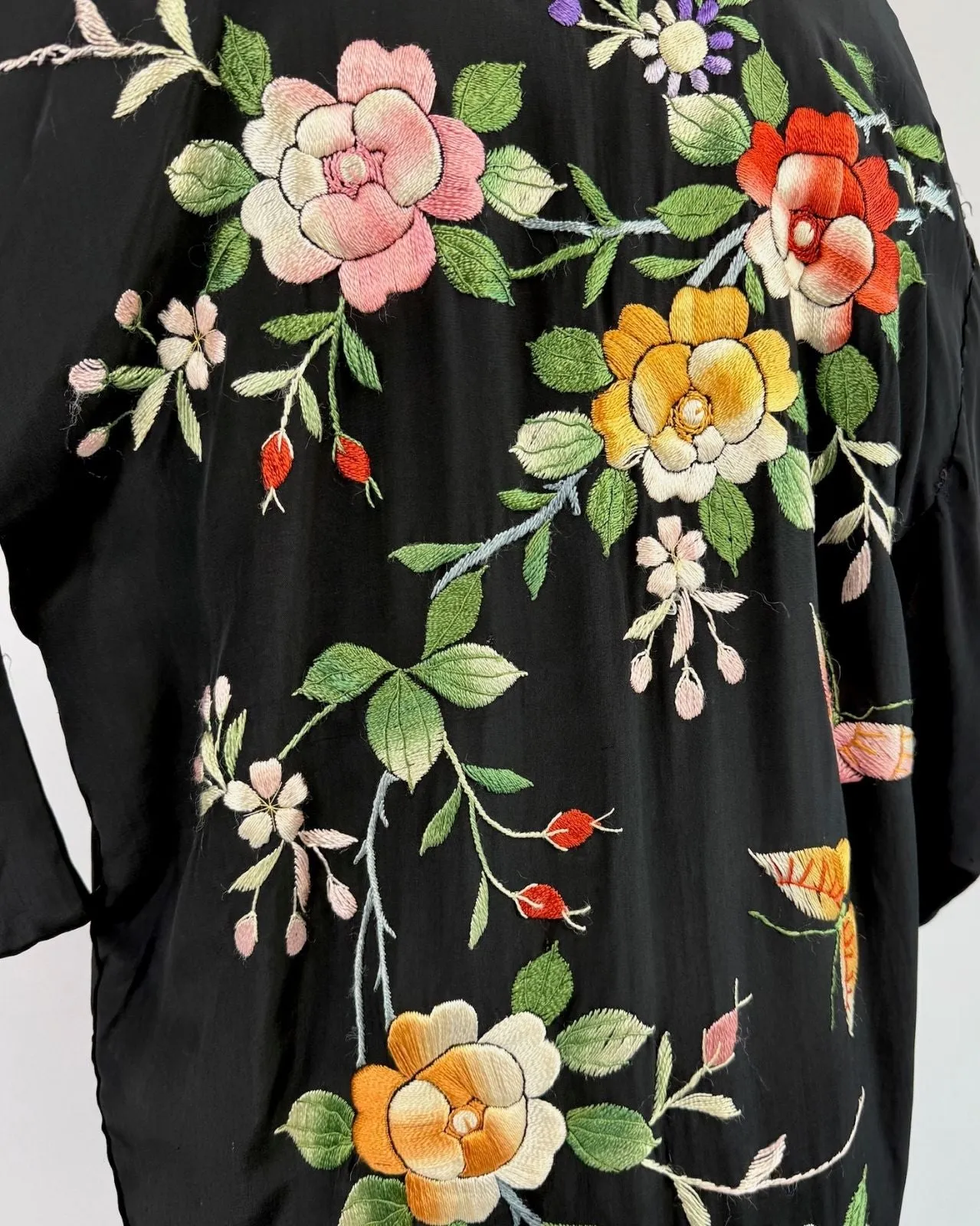 Through The Vines Black Embroidered Robe sold by Feathers Vintage product image thumbnail 2