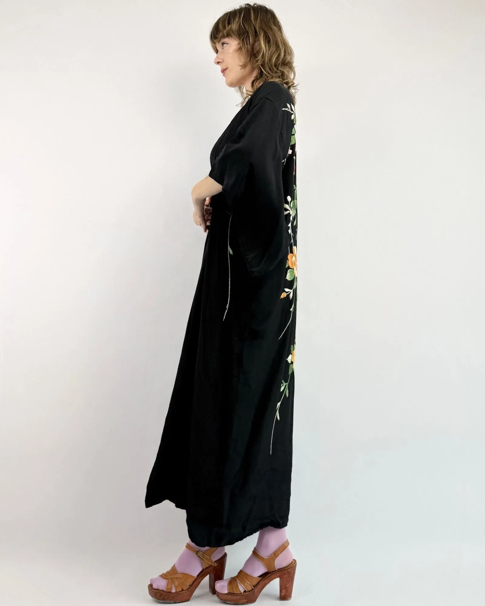 Through The Vines Black Embroidered Robe sold by Feathers Vintage product image thumbnail 5