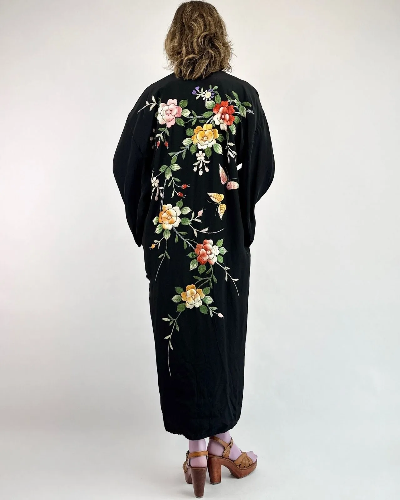 Through The Vines Black Embroidered Robe sold by Feathers Vintage product image thumbnail 3
