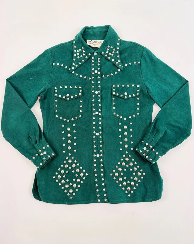 60s Studded Teal Jacket made by Feathers Vintage