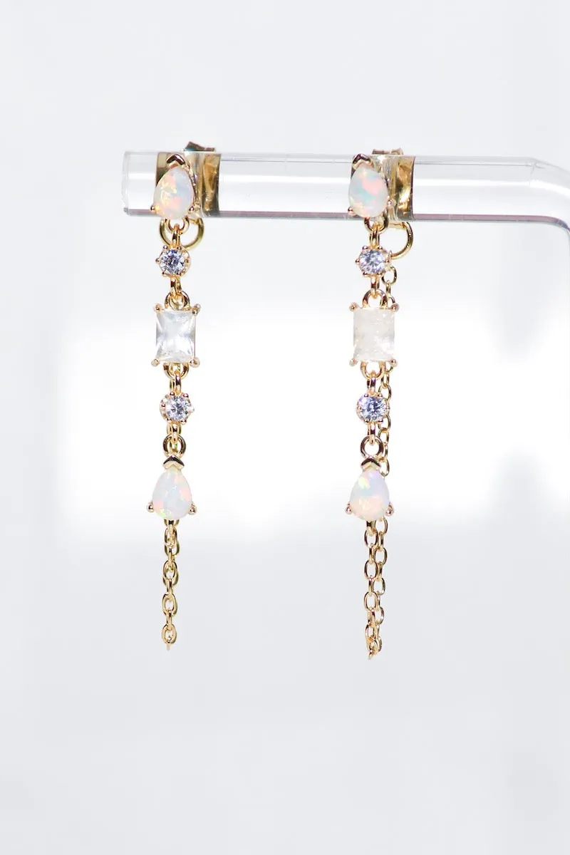 DROPLET EARRINGS- WHITE OPAL sold by Native Gem