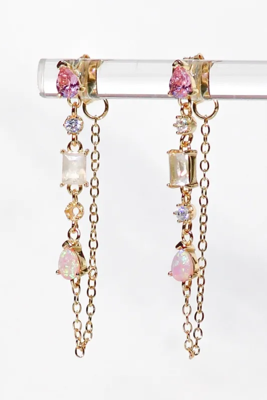 DROPLET EARRINGS- PINK OPAL sold by Native Gem