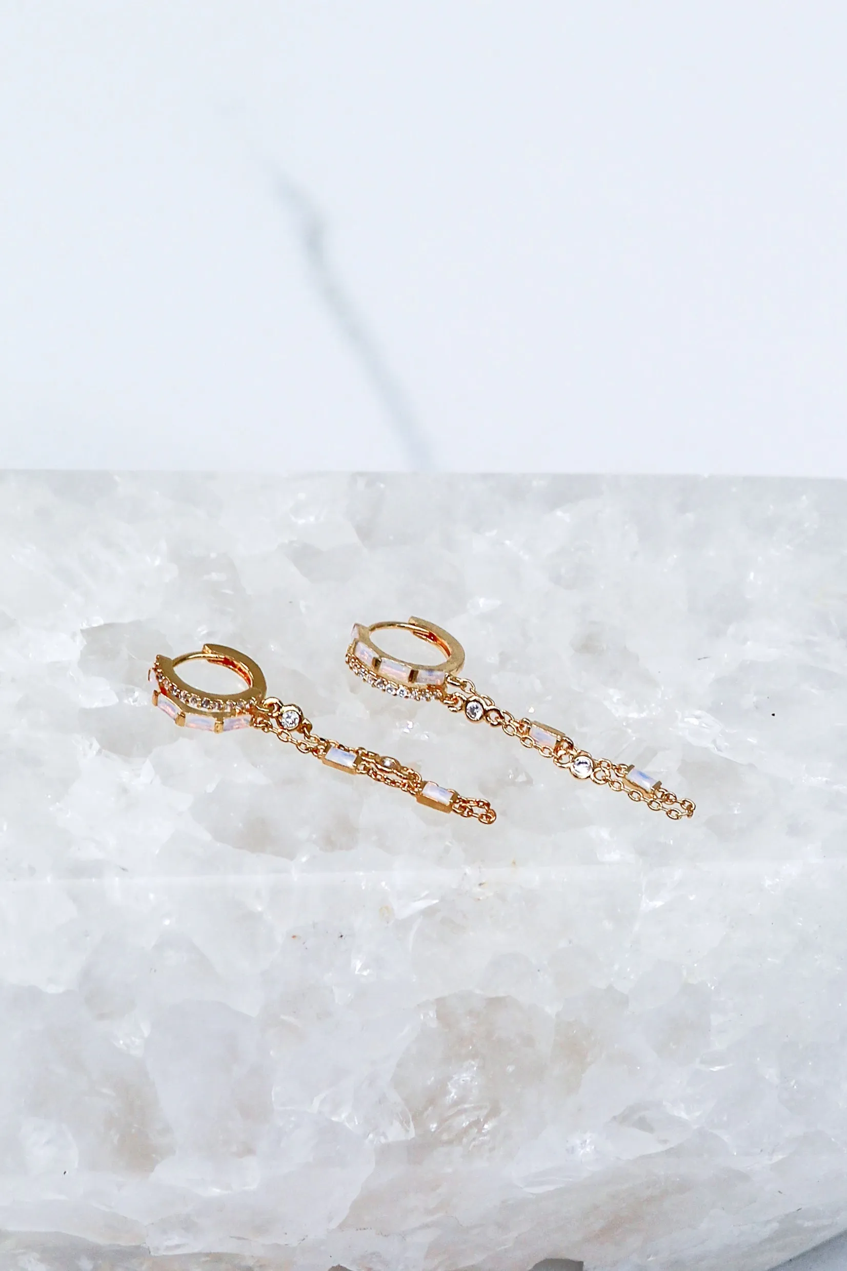 ORION EARRINGS- WHITE OPAL sold by Native Gem