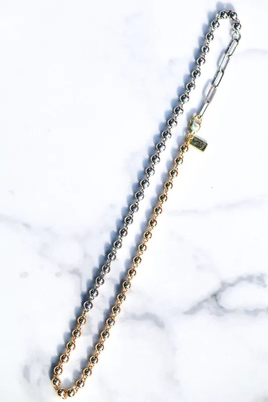 DUO BALL MIXED METAL CHAIN NECKLACE sold by Native Gem