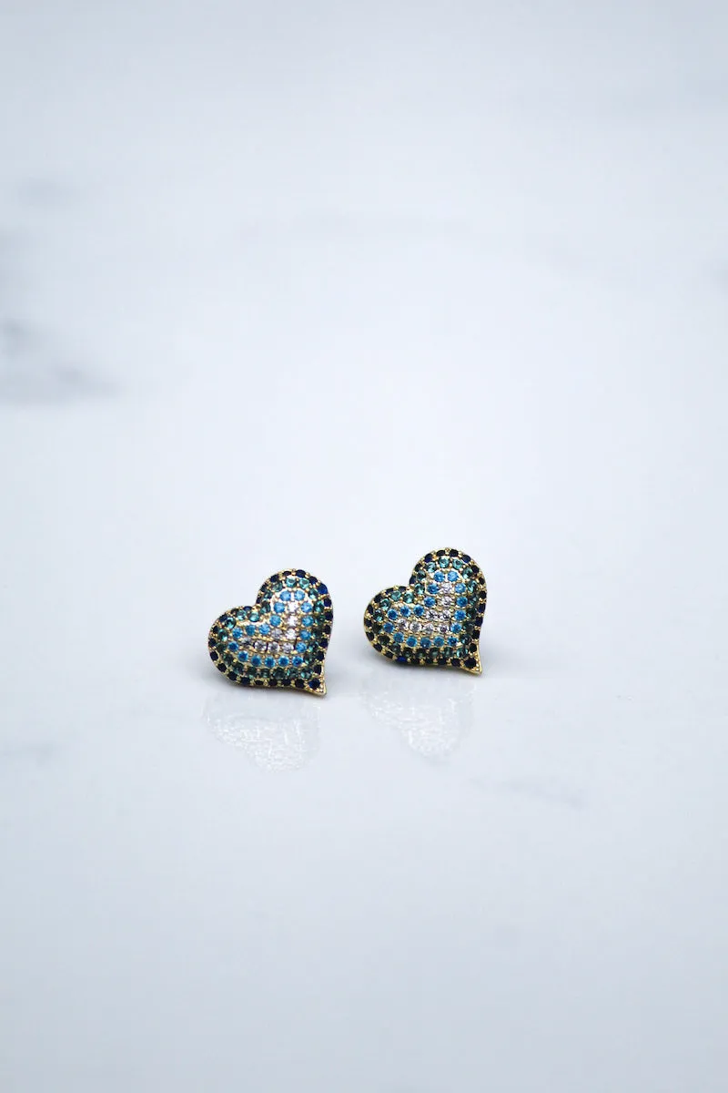 QUEEN OF HEARTS STUDS- BLUE OMBRÉ sold by Native Gem