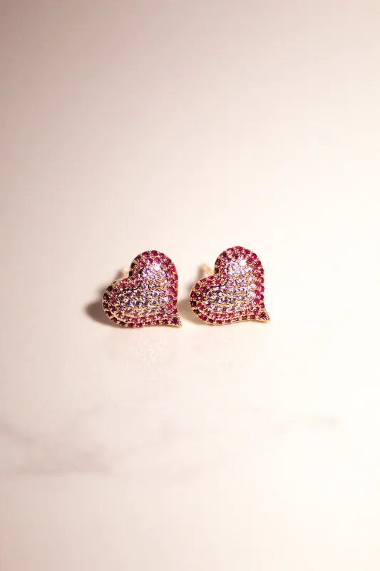 QUEEN OF HEARTS STUD EARRINGS- PINK OMBRÉ sold by Native Gem