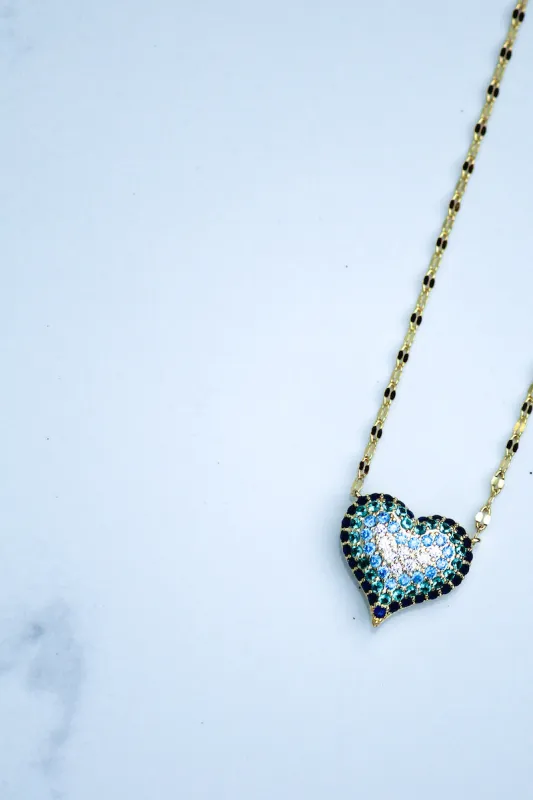 QUEEN OF HEARTS NECKLACE- BLUE OMBRÉ sold by Native Gem