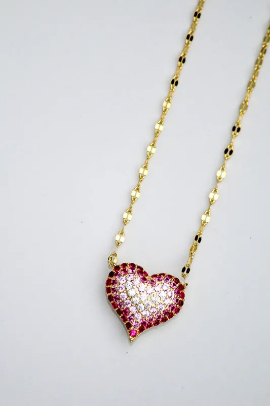 QUEEN OF HEARTS NECKLACE- PINK OMBRÉ sold by Native Gem